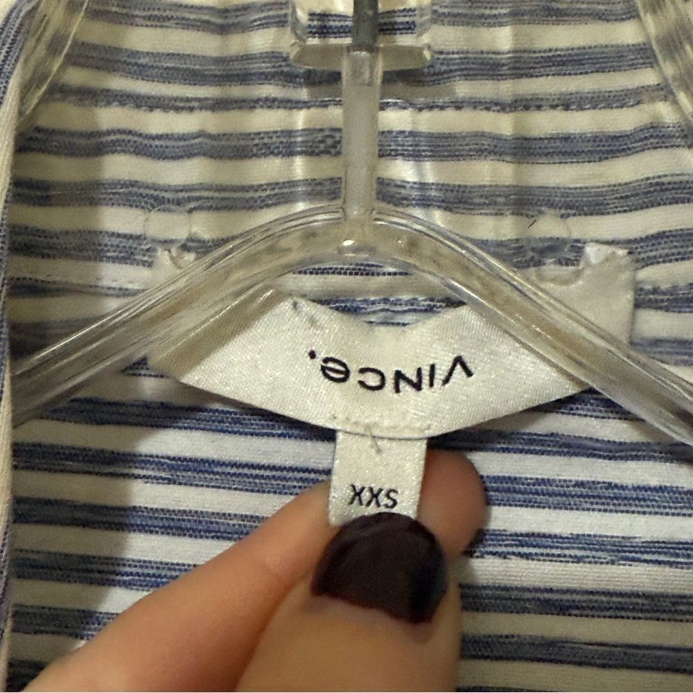 Vince Oversized space dye striped button down Minimalist Coastal Beachy - Picture 6 of 9